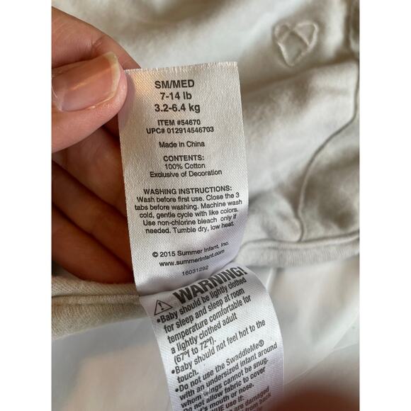 SwaddleMe gray lightweight swaddle blanket solid cotton Size SM/MED - Picture 4 of 4